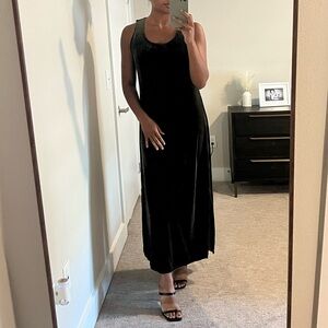 Coldwater Creek Vintage Velvet Maxi Slip Dress Forest Green Size M